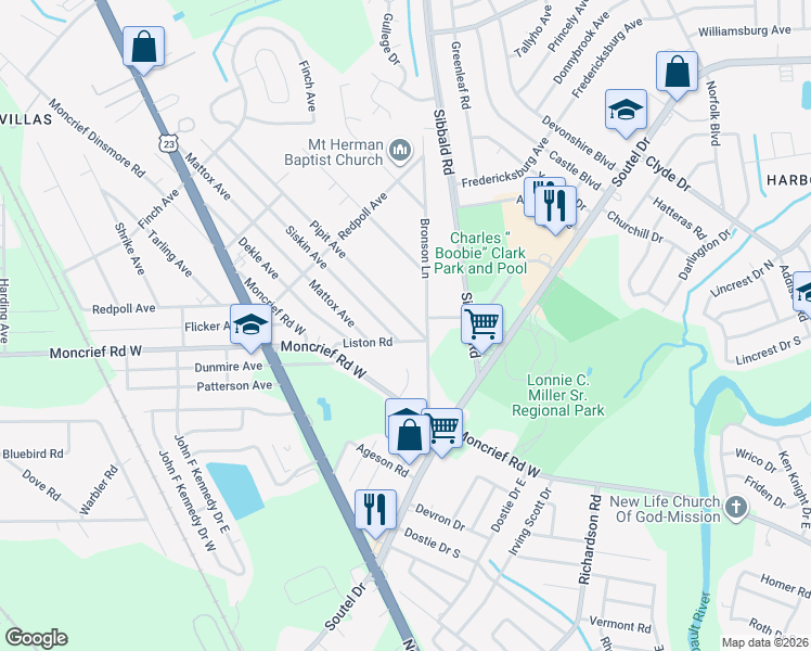 map of restaurants, bars, coffee shops, grocery stores, and more near 5436 Liston Road in Jacksonville