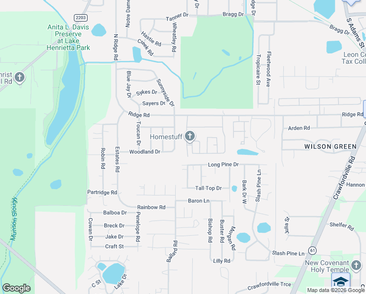 map of restaurants, bars, coffee shops, grocery stores, and more near 3527 Sunnyside Drive in Tallahassee