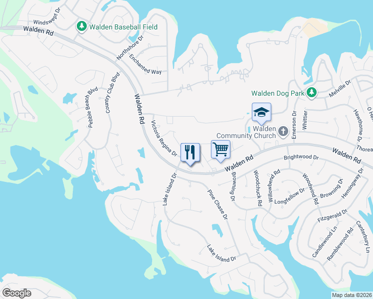 map of restaurants, bars, coffee shops, grocery stores, and more near 12833 Victoria Regina Drive in Montgomery