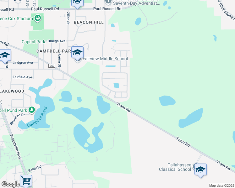 map of restaurants, bars, coffee shops, grocery stores, and more near 904 Chase Creek Circle in Tallahassee
