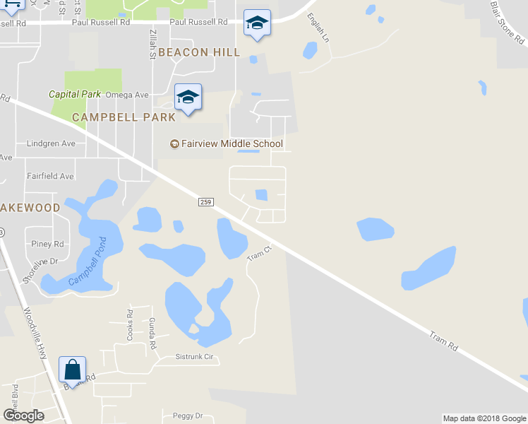 map of restaurants, bars, coffee shops, grocery stores, and more near 900 Chase Creek Circle in Tallahassee