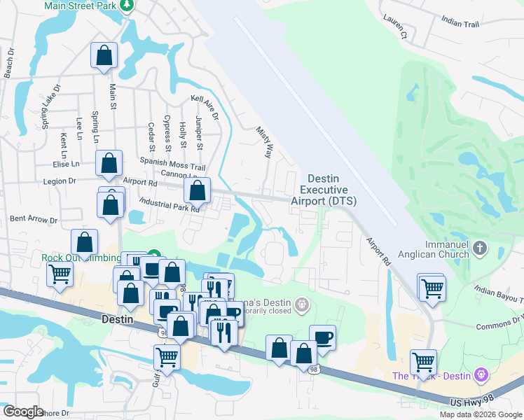 map of restaurants, bars, coffee shops, grocery stores, and more near 437 Twin Lakes Lane in Destin