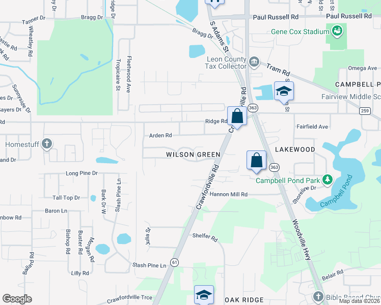 map of restaurants, bars, coffee shops, grocery stores, and more near in Tallahassee