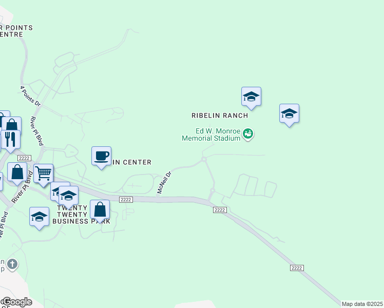 map of restaurants, bars, coffee shops, grocery stores, and more near Unnamed Road in Austin
