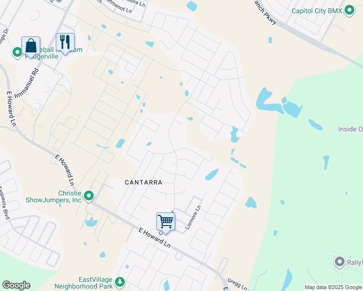 map of restaurants, bars, coffee shops, grocery stores, and more near 3312 Ortman Drive in Pflugerville