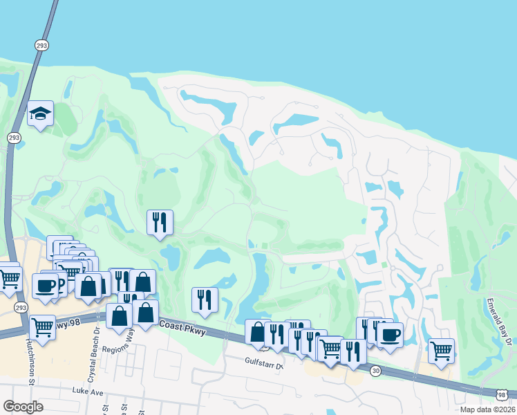 map of restaurants, bars, coffee shops, grocery stores, and more near 4520 Golf Villa Court in Destin