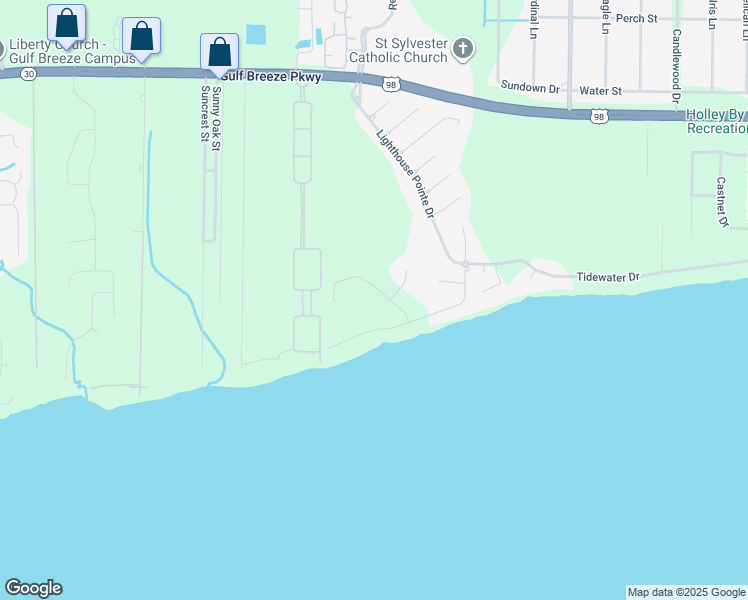 map of restaurants, bars, coffee shops, grocery stores, and more near 6433 Old Harbor Court in Gulf Breeze