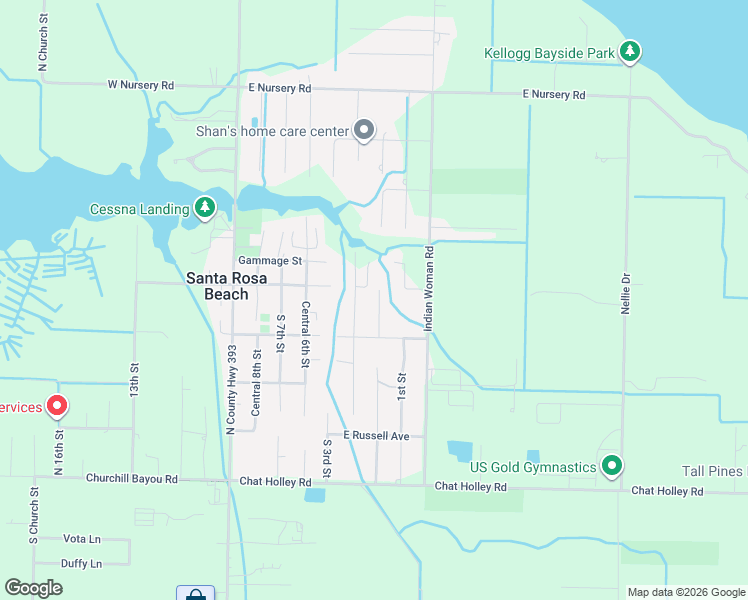 map of restaurants, bars, coffee shops, grocery stores, and more near 25 Houston Lane in Santa Rosa Beach