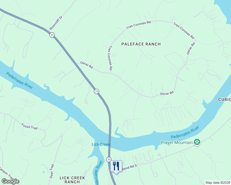 map of restaurants, bars, coffee shops, grocery stores, and more near 23917 Oscar Road in Spicewood