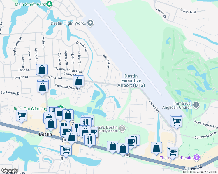 map of restaurants, bars, coffee shops, grocery stores, and more near 995 Airport Road in Destin