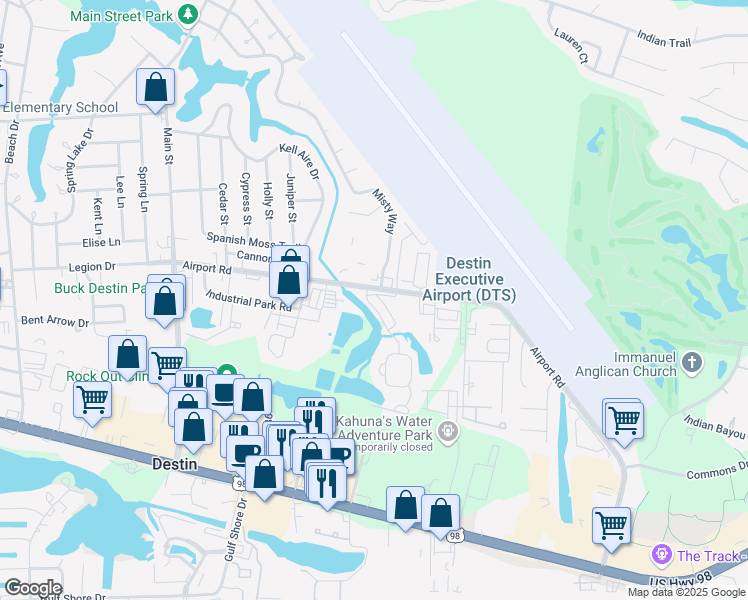 map of restaurants, bars, coffee shops, grocery stores, and more near 437 Twin Lakes Lane in Destin