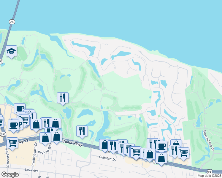map of restaurants, bars, coffee shops, grocery stores, and more near 4527 Golf Villa Court in Destin