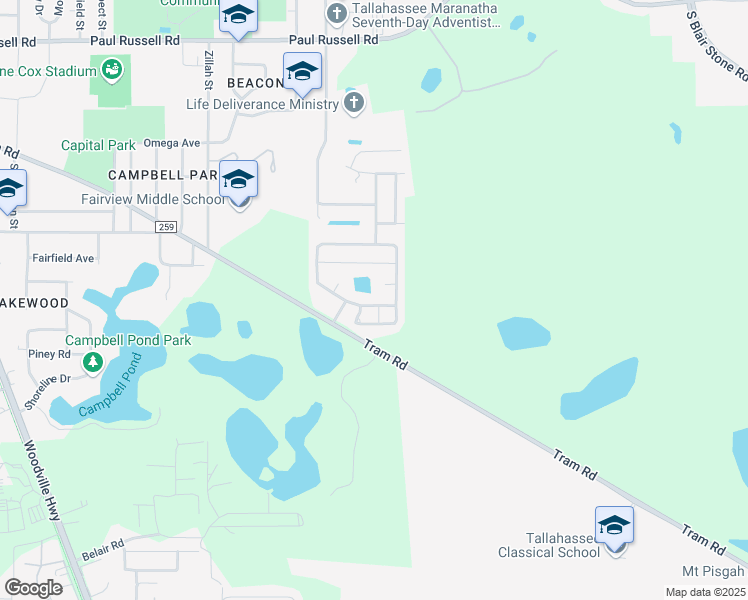 map of restaurants, bars, coffee shops, grocery stores, and more near 694 Brooke Hampton Drive in Tallahassee