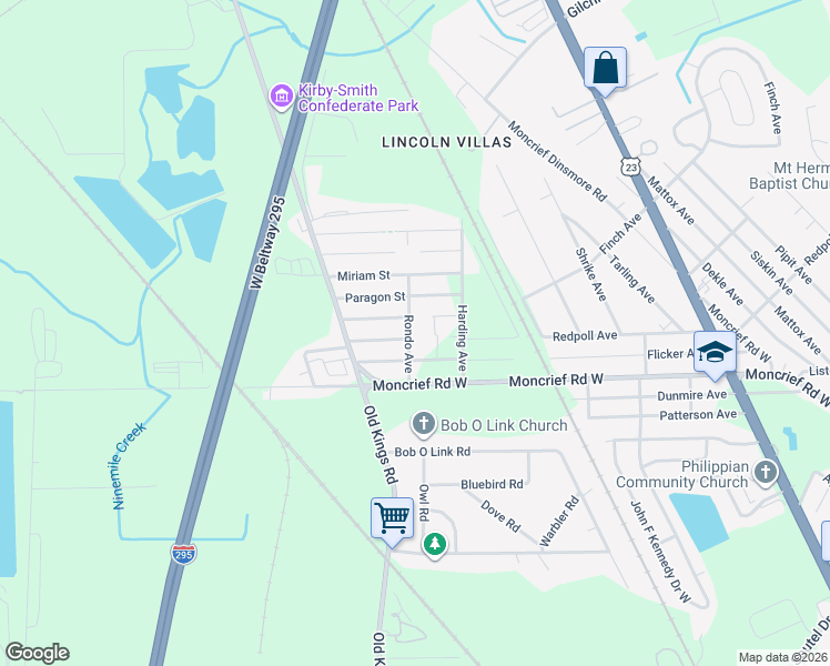 map of restaurants, bars, coffee shops, grocery stores, and more near 7901 Rondo Avenue in Jacksonville