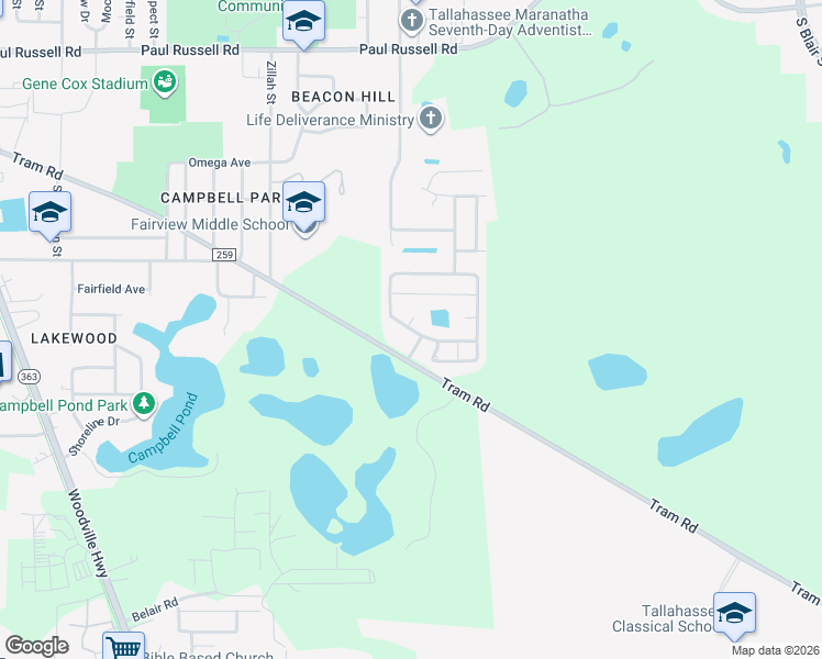 map of restaurants, bars, coffee shops, grocery stores, and more near 416 Brooke Hampton Drive in Tallahassee