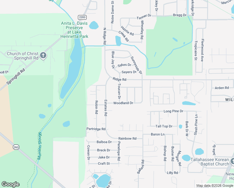 map of restaurants, bars, coffee shops, grocery stores, and more near 3523 Estates Road in Tallahassee