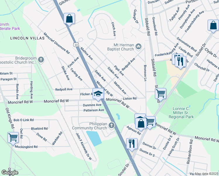 map of restaurants, bars, coffee shops, grocery stores, and more near 7886 Dekle Avenue in Jacksonville
