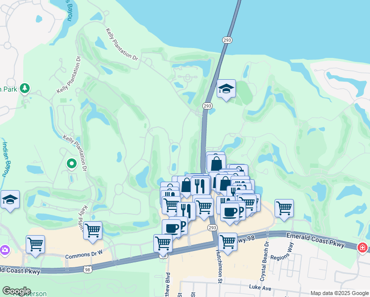 map of restaurants, bars, coffee shops, grocery stores, and more near 4498 Stonebridge Road in Destin