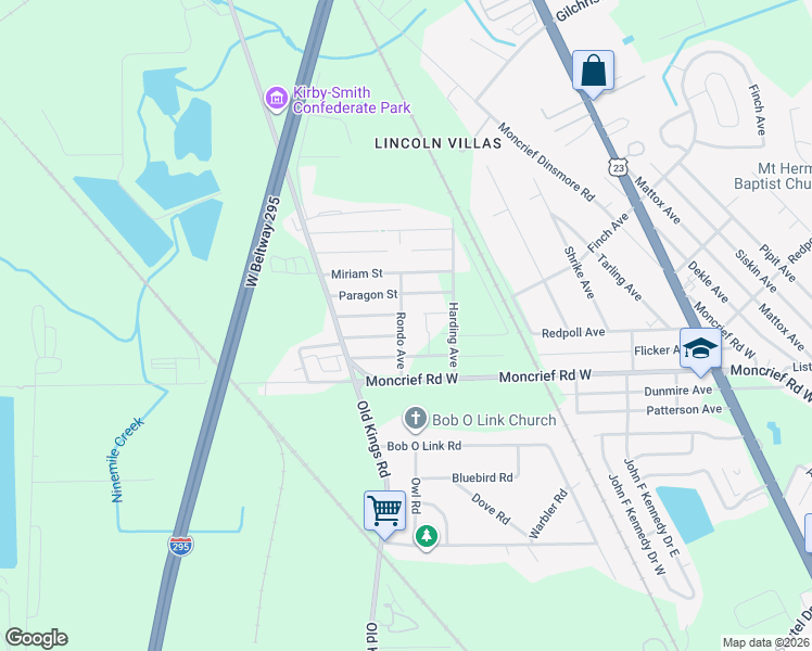 map of restaurants, bars, coffee shops, grocery stores, and more near 7901 Rondo Avenue in Jacksonville