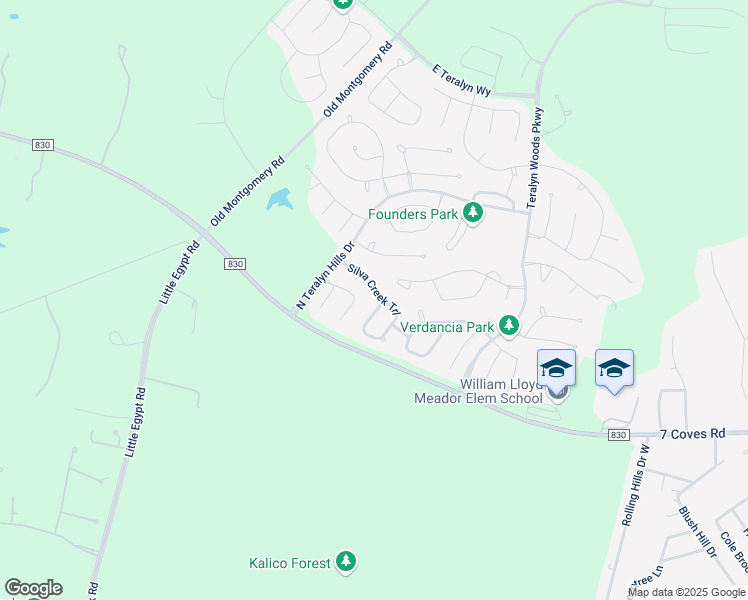 map of restaurants, bars, coffee shops, grocery stores, and more near 143 Silva Creek Trail in Willis