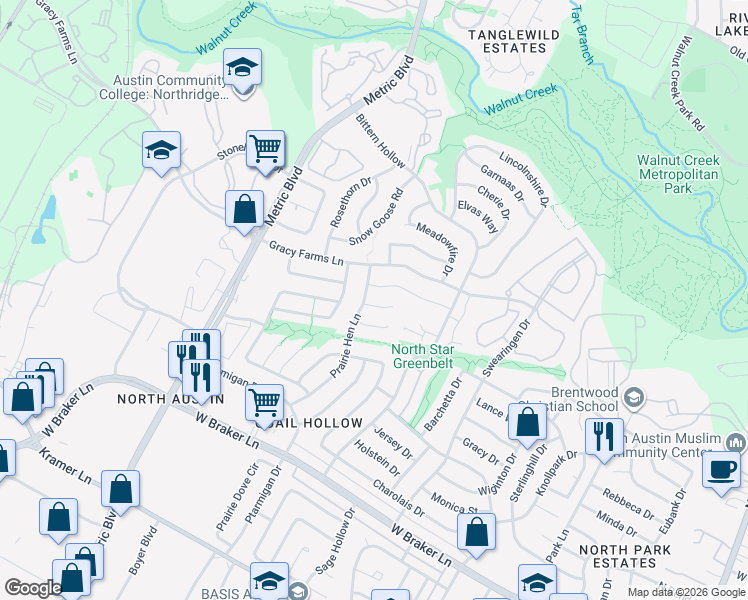 map of restaurants, bars, coffee shops, grocery stores, and more near 1710 Pheasant Roost in Austin