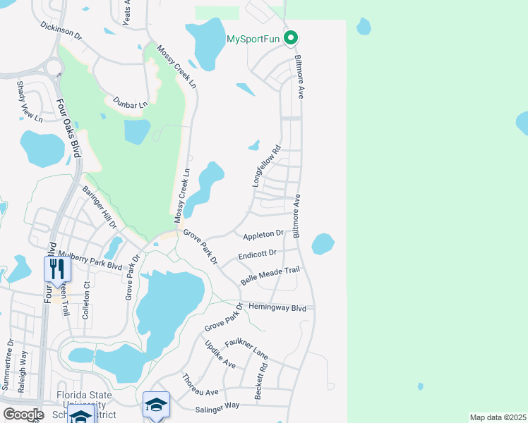 map of restaurants, bars, coffee shops, grocery stores, and more near 3248 Carollton Drive in Tallahassee