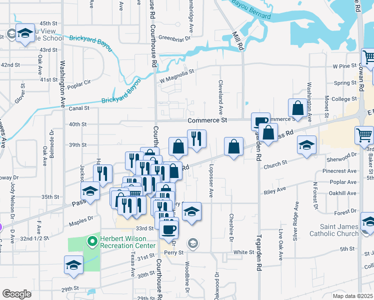 map of restaurants, bars, coffee shops, grocery stores, and more near 473 Glen Valley Way in Gulfport