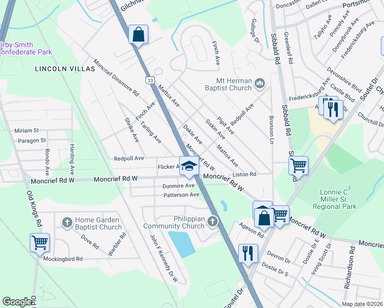 map of restaurants, bars, coffee shops, grocery stores, and more near 7903 New Kings Road in Jacksonville