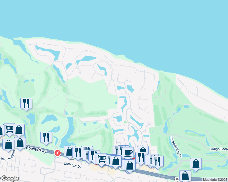 map of restaurants, bars, coffee shops, grocery stores, and more near 256 Lantern Lane in Destin