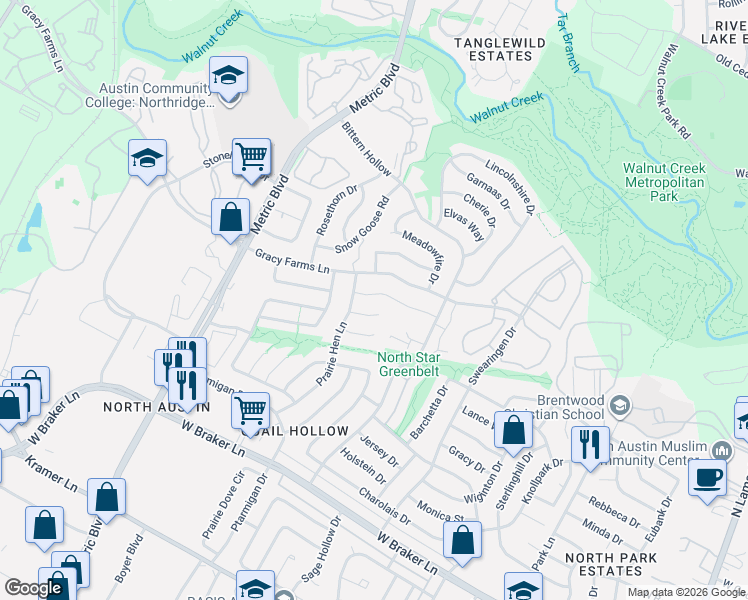 map of restaurants, bars, coffee shops, grocery stores, and more near 1710 Pheasant Roost in Austin
