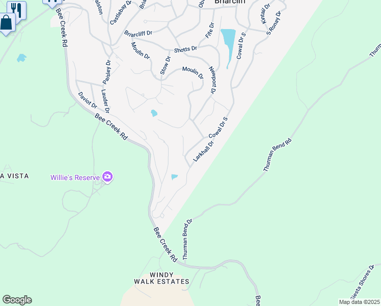 map of restaurants, bars, coffee shops, grocery stores, and more near 21906 Moulin Drive in Spicewood