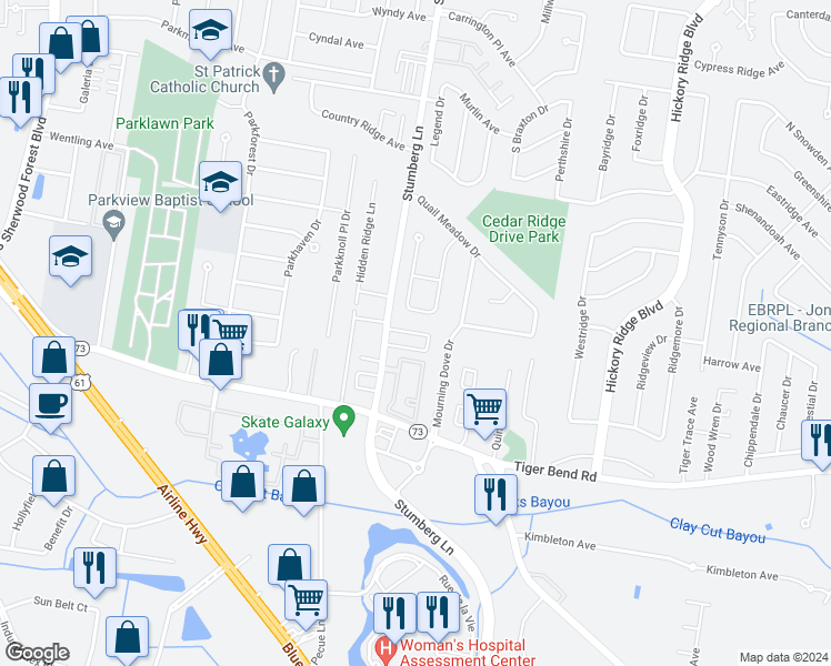 map of restaurants, bars, coffee shops, grocery stores, and more near North Stumberg Villas Court in Shenandoah