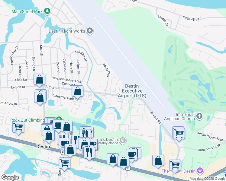 map of restaurants, bars, coffee shops, grocery stores, and more near 995 Airport Road in Destin