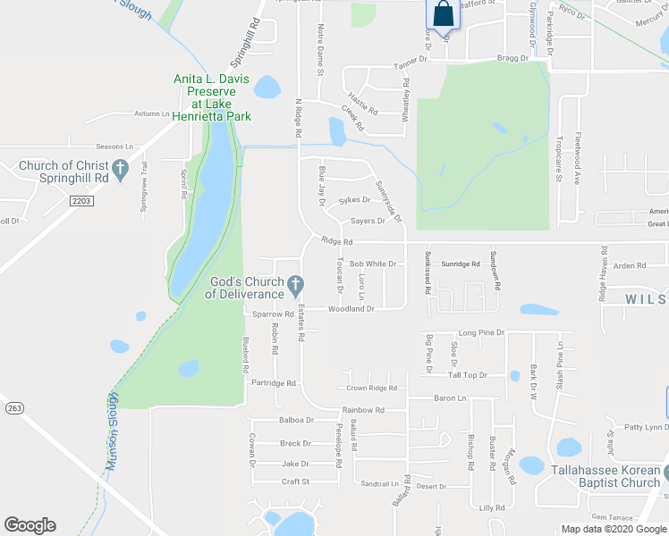 map of restaurants, bars, coffee shops, grocery stores, and more near 3510 Toucan Drive in Tallahassee