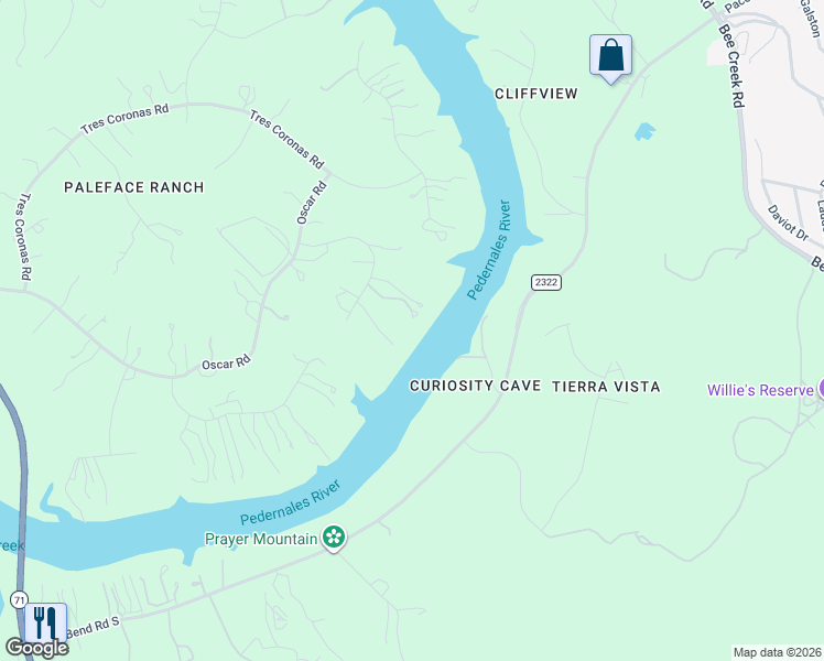 map of restaurants, bars, coffee shops, grocery stores, and more near 1913 Performer Road in Spicewood