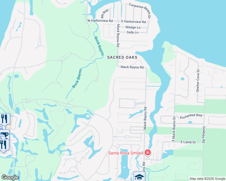 map of restaurants, bars, coffee shops, grocery stores, and more near 2526 Vineyard Lane in Miramar Beach