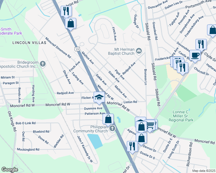 map of restaurants, bars, coffee shops, grocery stores, and more near 7886 Dekle Avenue in Jacksonville