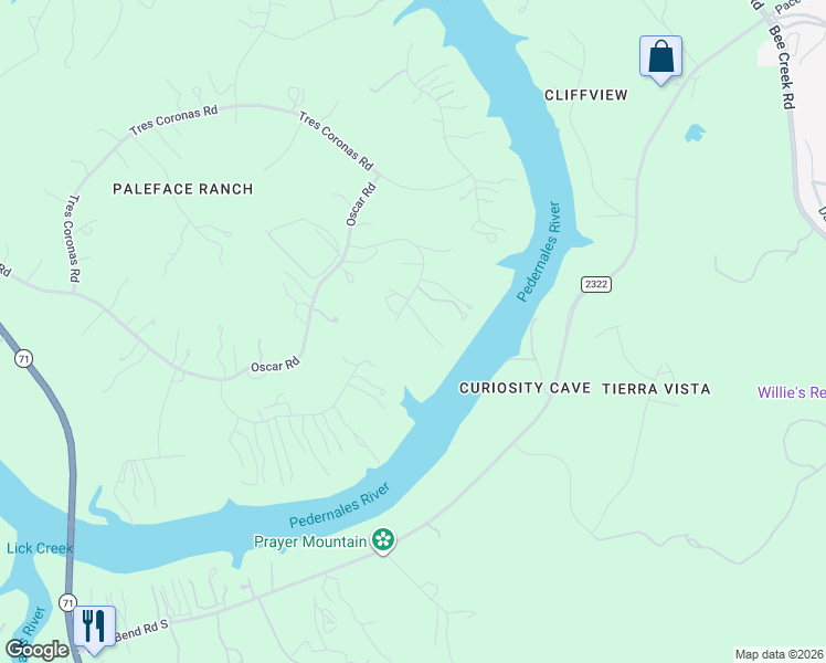 map of restaurants, bars, coffee shops, grocery stores, and more near 2001 Performer Road in Spicewood