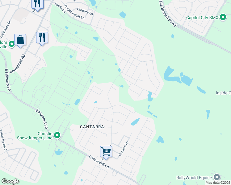 map of restaurants, bars, coffee shops, grocery stores, and more near 3312 Ortman Drive in Pflugerville