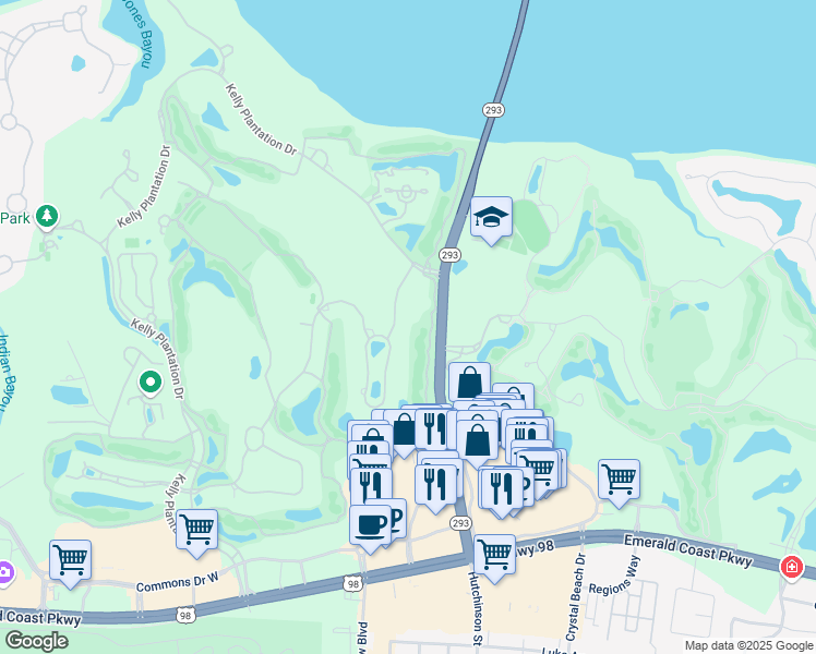 map of restaurants, bars, coffee shops, grocery stores, and more near 4498 Stonebridge Road in Destin