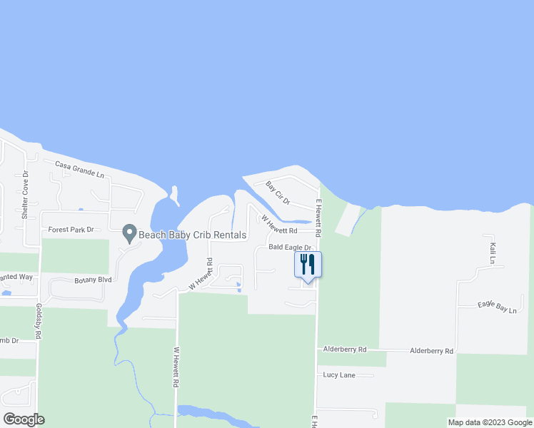 map of restaurants, bars, coffee shops, grocery stores, and more near 1835 West Hewett Road in Santa Rosa Beach