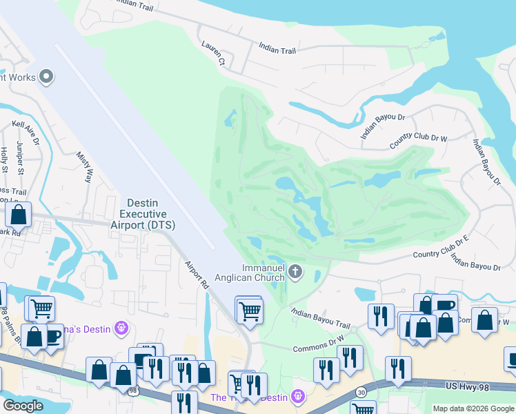 map of restaurants, bars, coffee shops, grocery stores, and more near 5 Creek Ct in Destin