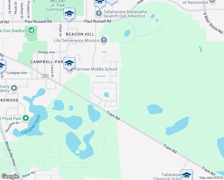 map of restaurants, bars, coffee shops, grocery stores, and more near 819 Brooke Manor Drive in Tallahassee