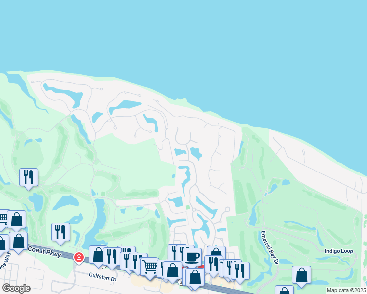 map of restaurants, bars, coffee shops, grocery stores, and more near 305 Wimico Circle in Destin