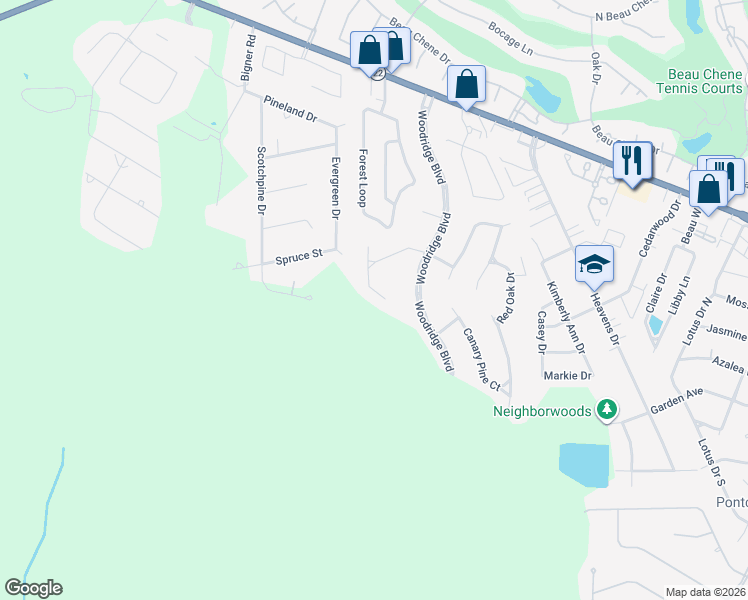 map of restaurants, bars, coffee shops, grocery stores, and more near 609 Holm Oak Lane in Mandeville