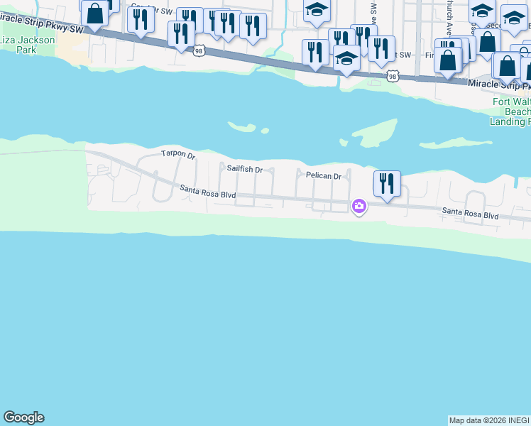 map of restaurants, bars, coffee shops, grocery stores, and more near 770 Sundial Court in Fort Walton Beach
