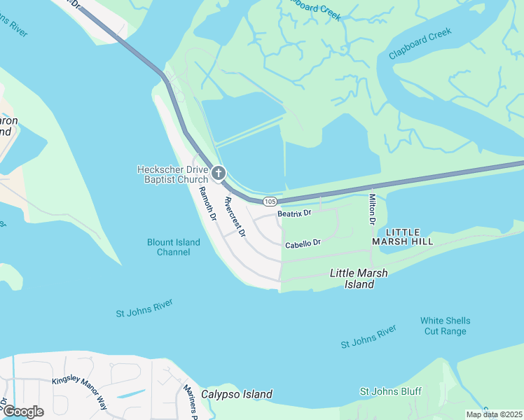 map of restaurants, bars, coffee shops, grocery stores, and more near 6653 Beatrix Drive in Jacksonville