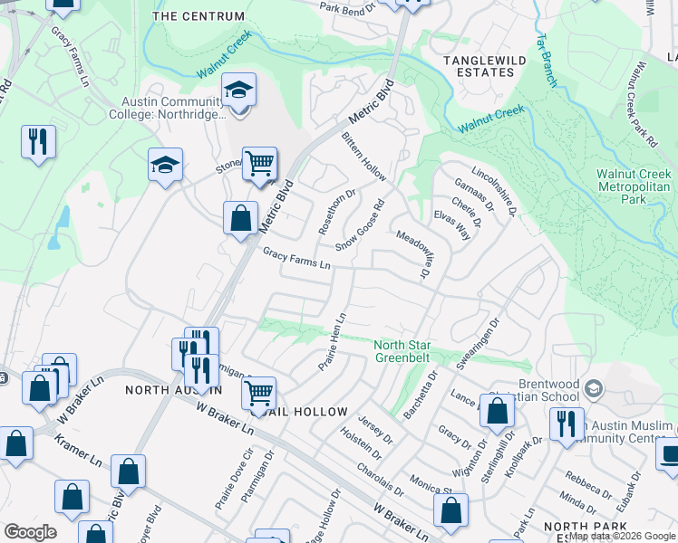 map of restaurants, bars, coffee shops, grocery stores, and more near 1812 Gracy Farms Lane in Austin