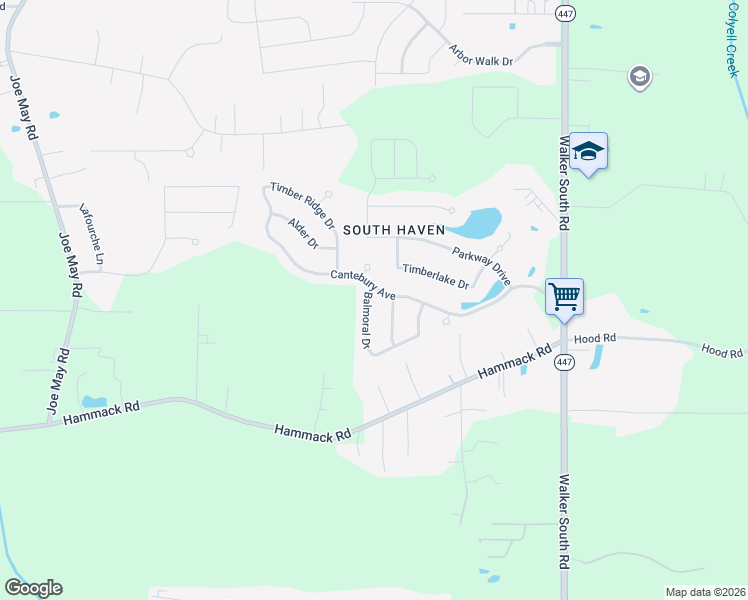map of restaurants, bars, coffee shops, grocery stores, and more near 22508 Balmoral Drive in Denham Springs