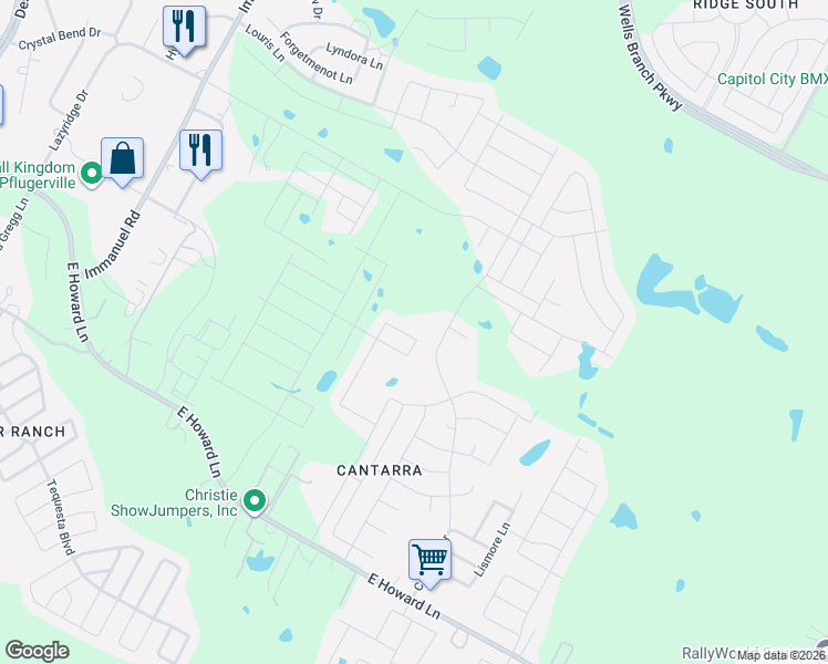 map of restaurants, bars, coffee shops, grocery stores, and more near 13732 Cantarra Drive in Pflugerville
